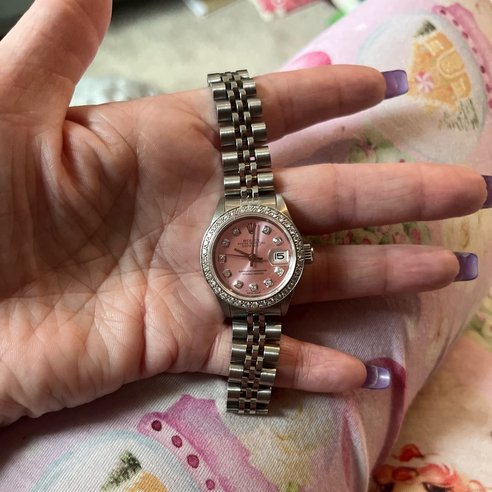 Small Wrist Pink Diamond Rolex